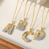 Two-tone 26 English Letters Pendant Necklace Gold-plated Collarbone Necklace
